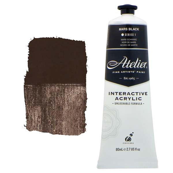 White Smoke Atelier Interactive Artists Acrylic Paint,  Mars Black S1 80ml Acrylic Paints
