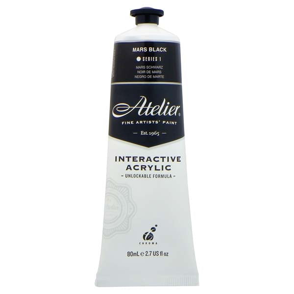 White Smoke Atelier Interactive Artists Acrylic Paint,  Mars Black S1 80ml Acrylic Paints