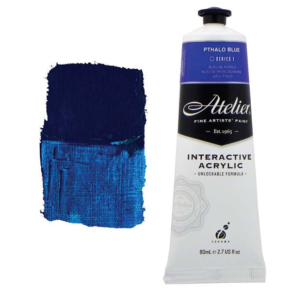 White Smoke Atelier Interactive Artists Acrylic Paint,  Pthalo Blue S1 80ml Acrylic Paints