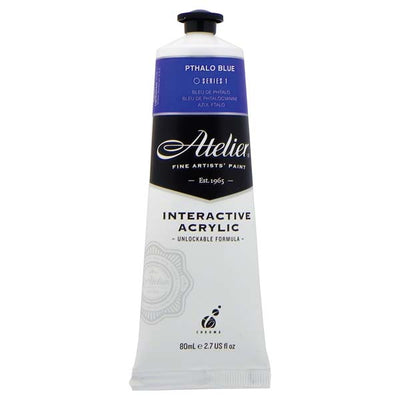 White Smoke Atelier Interactive Artists Acrylic Paint,  Pthalo Blue S1 80ml Acrylic Paints