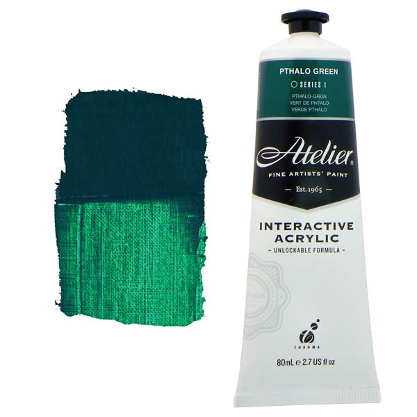 White Smoke Atelier Interactive Artists Acrylic Paint,  Pthalo Green S1 80ml Acrylic Paints