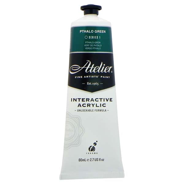 White Smoke Atelier Interactive Artists Acrylic Paint,  Pthalo Green S1 80ml Acrylic Paints