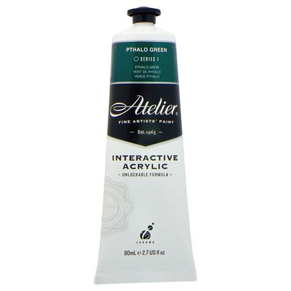 White Smoke Atelier Interactive Artists Acrylic Paint,  Pthalo Green S1 80ml Acrylic Paints