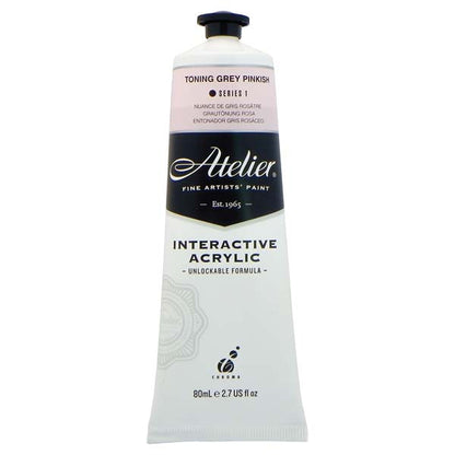 White Smoke Atelier Interactive Artists Acrylic Paint,  Toning Grey Pinkish S1 80ml Acrylic Paints