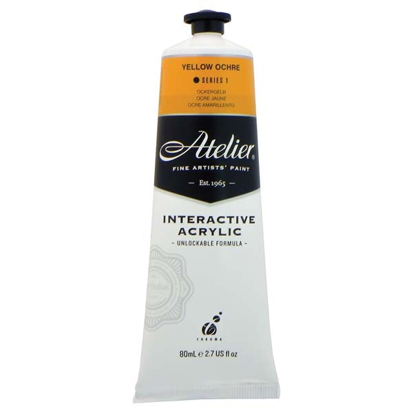 White Smoke Atelier Interactive Artists Acrylic Paint,  Yellow Ochre S1 80ml Acrylic Paints