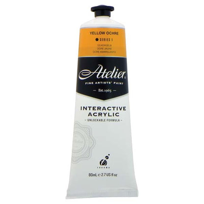 White Smoke Atelier Interactive Artists Acrylic Paint,  Yellow Ochre S1 80ml Acrylic Paints