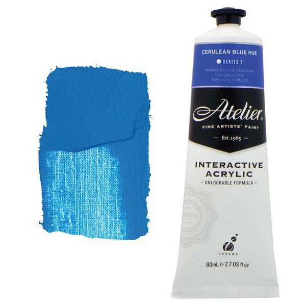 White Smoke Atelier Interactive Artists Acrylic Paint,  Cerulean Blue Hue S2 80ml Acrylic Paints