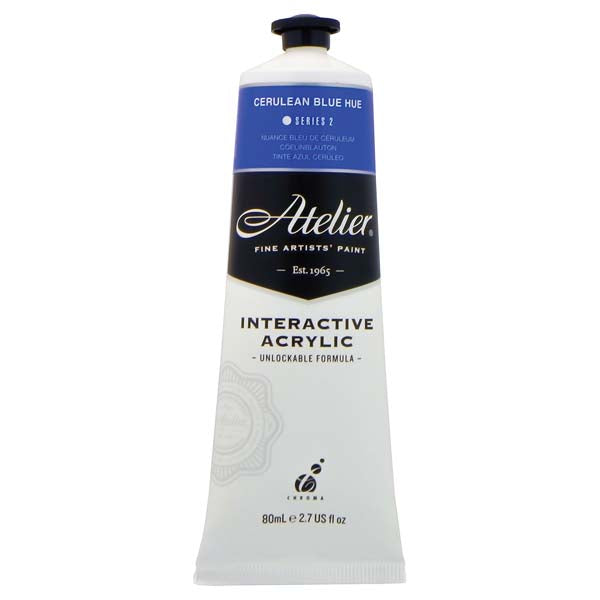White Smoke Atelier Interactive Artists Acrylic Paint,  Cerulean Blue Hue S2 80ml Acrylic Paints