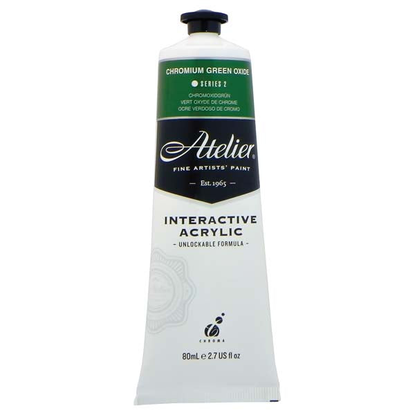 White Smoke Atelier Interactive Artists Acrylic Paint,  Chromium Green Oxide S2 80ml Acrylic Paints