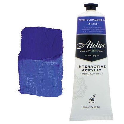 White Smoke Atelier Interactive Artists Acrylic Paint,  French Ultramarine S2 80ml Acrylic Paints