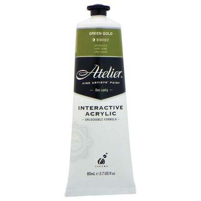White Smoke Atelier Interactive Artists Acrylic Paint,  Green Gold S2 80ml Acrylic Paints