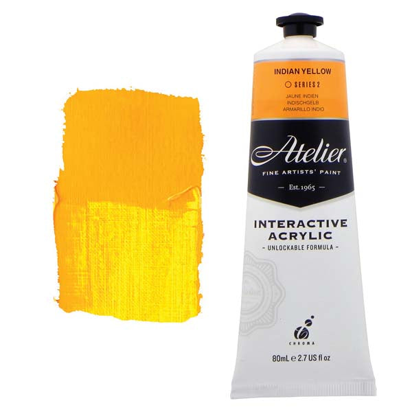 White Smoke Atelier Interactive Artists Acrylic Paint,  Indian Yellow S2 80ml Acrylic Paints