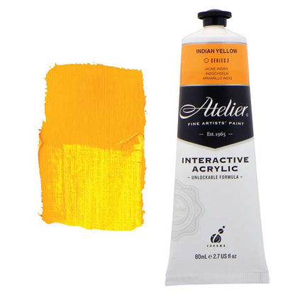 White Smoke Atelier Interactive Artists Acrylic Paint,  Indian Yellow S2 80ml Acrylic Paints