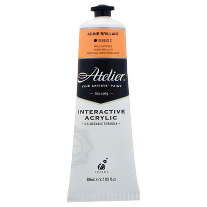 White Smoke Atelier Interactive Artists Acrylic Paint,  Jaune Brillant S2 80ml Acrylic Paints