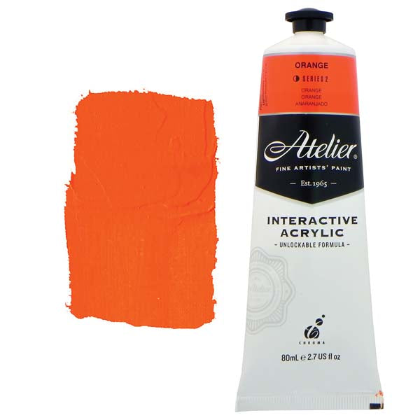 White Smoke Atelier Interactive Artists Acrylic Paint,  Orange S2 80ml Acrylic Paints