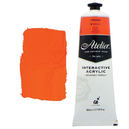 White Smoke Atelier Interactive Artists Acrylic Paint,  Orange S2 80ml Acrylic Paints