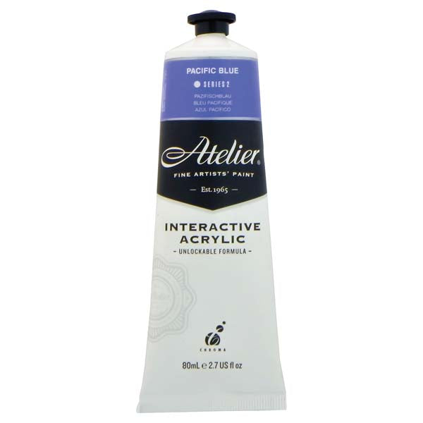 White Smoke Atelier Interactive Artists Acrylic Paint,  Pacific Blue S2 80ml Acrylic Paints