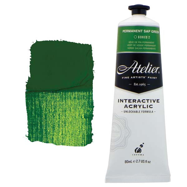 White Smoke Atelier Interactive Artists Acrylic Paint,  Perm Sap Green S2 80ml Acrylic Paints