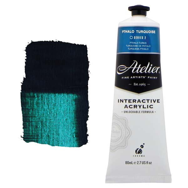 White Smoke Atelier Interactive Artists Acrylic Paint,  Pthalo Turquoise S2 80ml Acrylic Paints