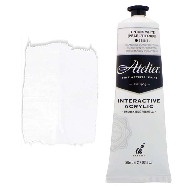 White Smoke Atelier Interactive Artists Acrylic Paint,  Tinting White (Pearl Titanium) S2 80ml Acrylic Paints