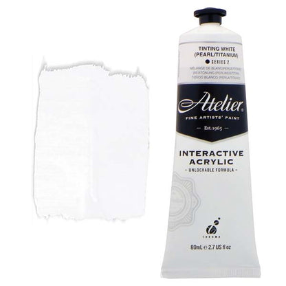 White Smoke Atelier Interactive Artists Acrylic Paint,  Tinting White (Pearl Titanium) S2 80ml Acrylic Paints