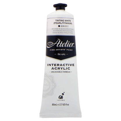 White Smoke Atelier Interactive Artists Acrylic Paint,  Tinting White (Pearl Titanium) S2 80ml Acrylic Paints