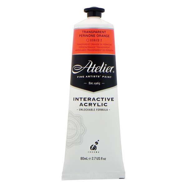 White Smoke Atelier Interactive Artists Acrylic Paint,  Trans Perinone Orange S2 80ml Acrylic Paints