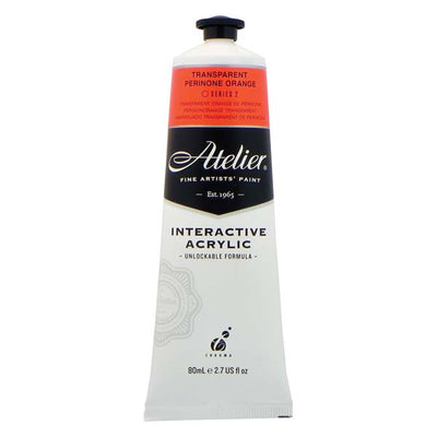 White Smoke Atelier Interactive Artists Acrylic Paint,  Trans Perinone Orange S2 80ml Acrylic Paints