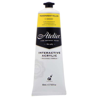 White Smoke Atelier Interactive Artists Acrylic Paint,  Trans Yellow S2 80ml Acrylic Paints