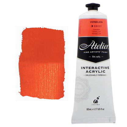 White Smoke Atelier Interactive Artists Acrylic Paint,  Vermillion S2 80ml Acrylic Paints