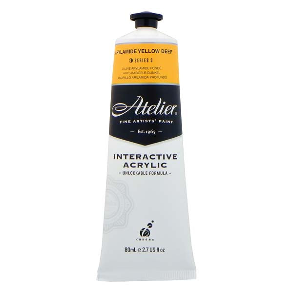 Light Gray Atelier Interactive Artists Acrylic Paint,  Arylamide Yellow Deep S3 80ml Acrylic Paints