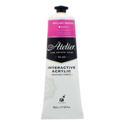 White Smoke Atelier Interactive Artists Acrylic Paint,  Brilliant Magenta S3 80ml Acrylic Paints