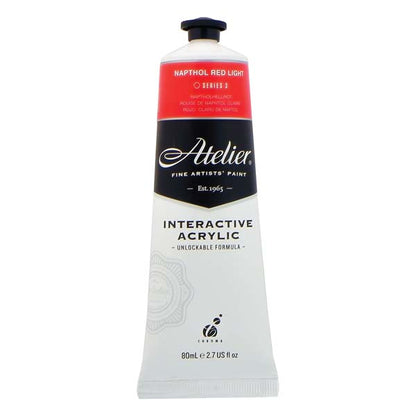 White Smoke Atelier Interactive Artists Acrylic Paint,  Napthol Red Light S3 80ml Acrylic Paints