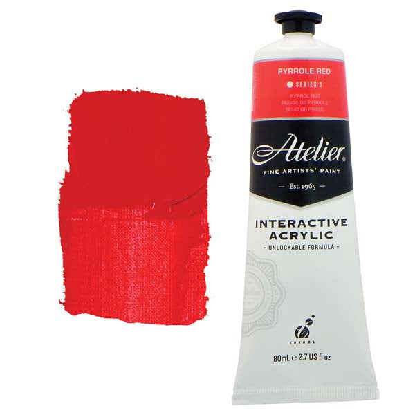 White Smoke Atelier Interactive Artists Acrylic Paint,  Pyrrole Red S3 80ml Acrylic Paints