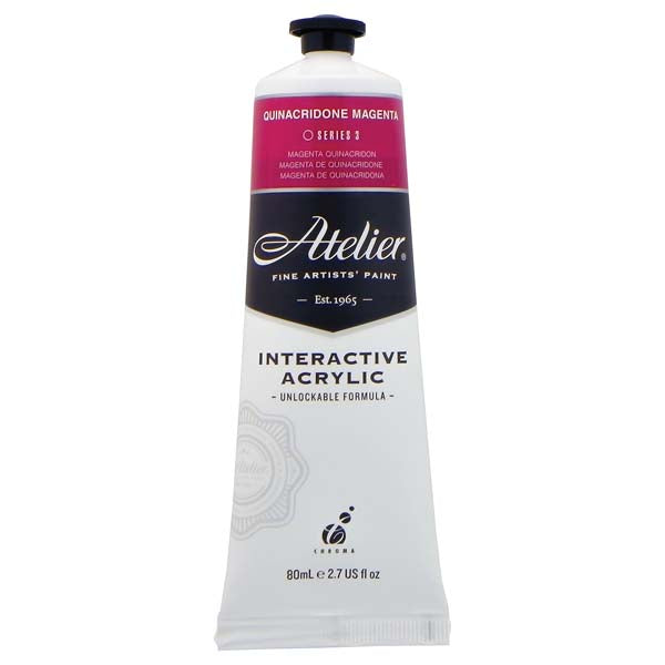 White Smoke Atelier Interactive Artists Acrylic Paint,  Quin Magenta S3 80ml Acrylic Paints