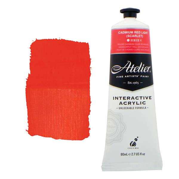 White Smoke Atelier Interactive Artists Acrylic Paint,  Cad Red Light (Scarlet) S4 80m Acrylic Paints