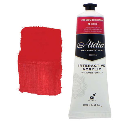White Smoke Atelier Interactive Artists Acrylic Paint,  Cad Red Medium S4 80ml Acrylic Paints