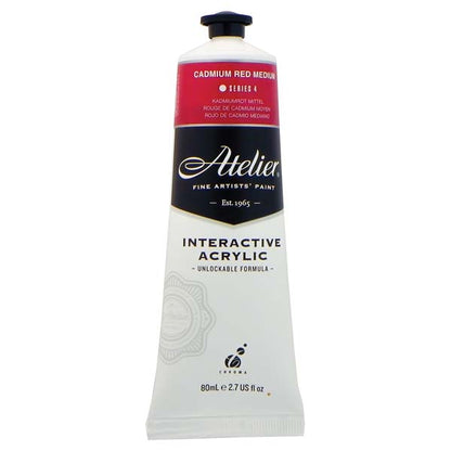 White Smoke Atelier Interactive Artists Acrylic Paint,  Cad Red Medium S4 80ml Acrylic Paints