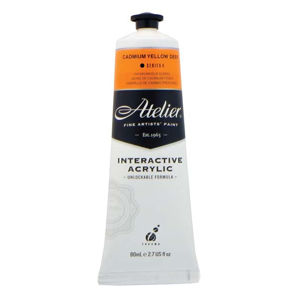 White Smoke Atelier Interactive Artists Acrylic Paint,  Cad Yellow Deep S4 80ml Acrylic Paints