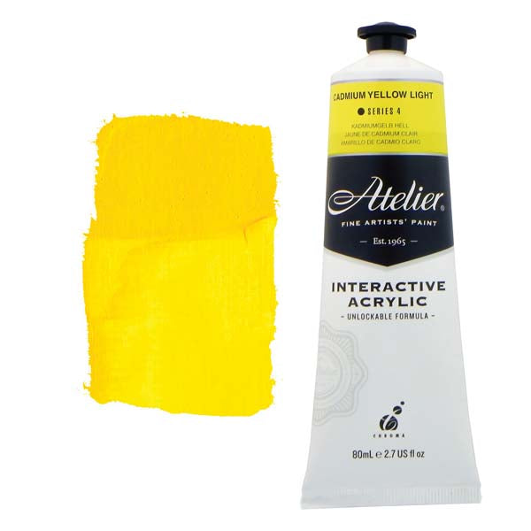 White Smoke Atelier Interactive Artists Acrylic Paint,  Cad Yellow Light S4 80ml Acrylic Paints
