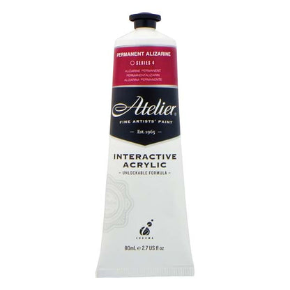 White Smoke Atelier Interactive Artists Acrylic Paint,  Permanent Alizarine S4 80ml Acrylic Paints