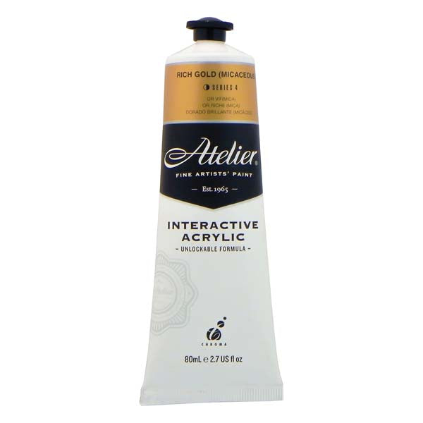 White Smoke Atelier Interactive Artists Acrylic Paint,  Rich Gold S4 80ml Acrylic Paints