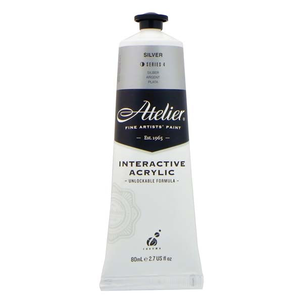 White Smoke Atelier Interactive Artists Acrylic Paint,  Silver S4 80ml Acrylic Paints