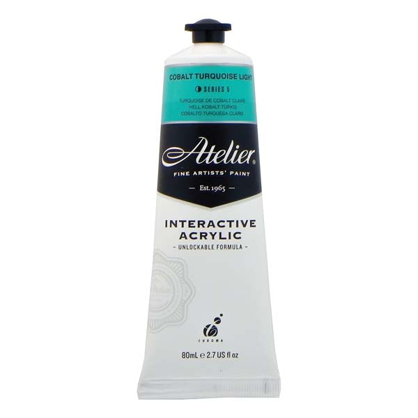 White Smoke Atelier Interactive Artists Acrylic Paint,  Cobalt Turquoise Light S5 80ml Acrylic Paints