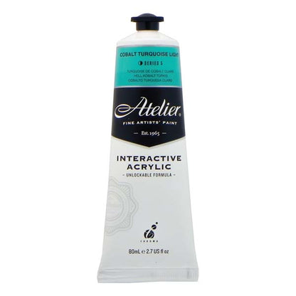 White Smoke Atelier Interactive Artists Acrylic Paint,  Cobalt Turquoise Light S5 80ml Acrylic Paints