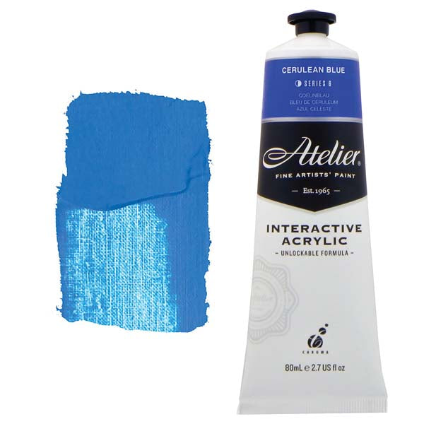 White Smoke Atelier Interactive Artists Acrylic Paint,  Cerulean Blue S6 80ml Acrylic Paints