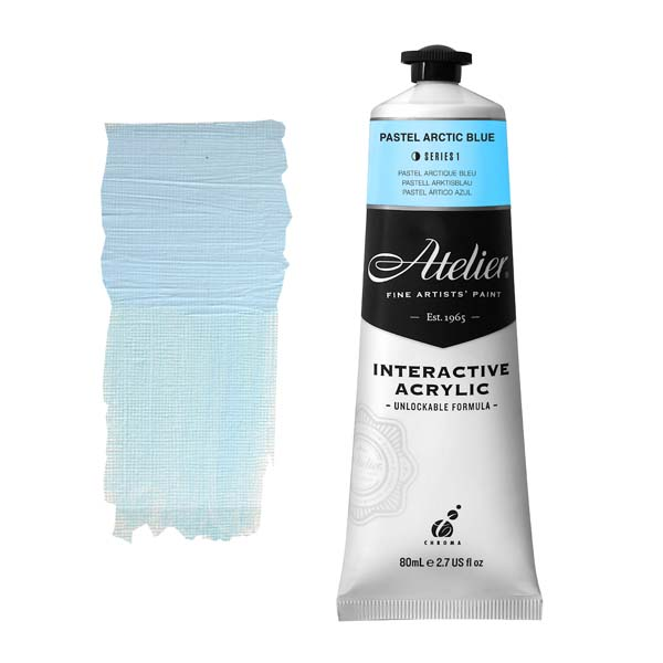 White Smoke Atelier Interactive Artists Acrylic Paint,  Pastel Arctic Blue S1 80ml Acrylic Paints