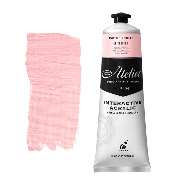 White Smoke Atelier Interactive Artists Acrylic Paint,  Pastel Coral S1 80ml Acrylic Paints