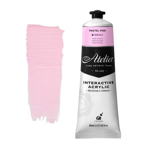 White Smoke Atelier Interactive Artists Acrylic Paint,  Pastel Pink S1 80ml Acrylic Paints