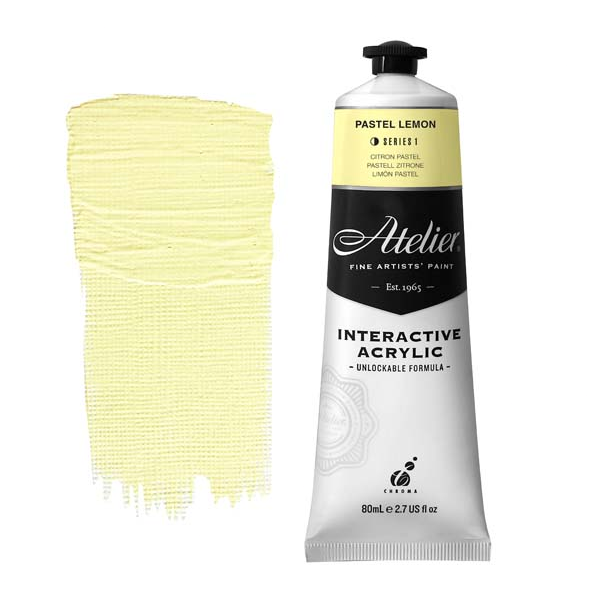 White Smoke Atelier Interactive Artists Acrylic Paint,  Pastel Lemon S1 80ml Acrylic Paints